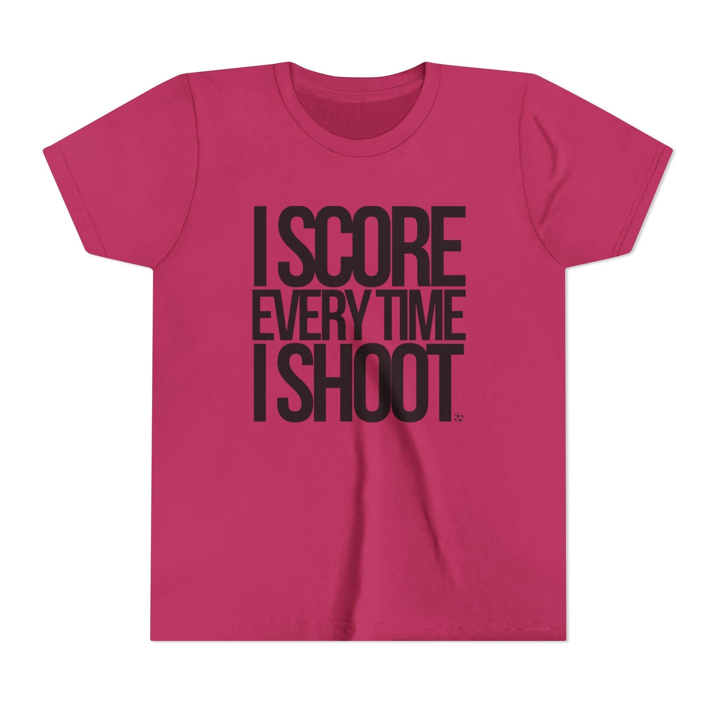 Youth Sports Tee - white letters I Score Everytime I Shoot
