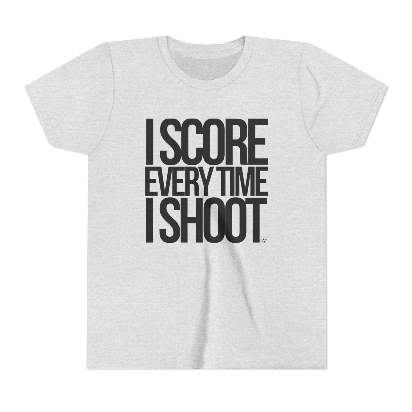 Youth Sports Tee - white letters I Score Everytime I Shoot