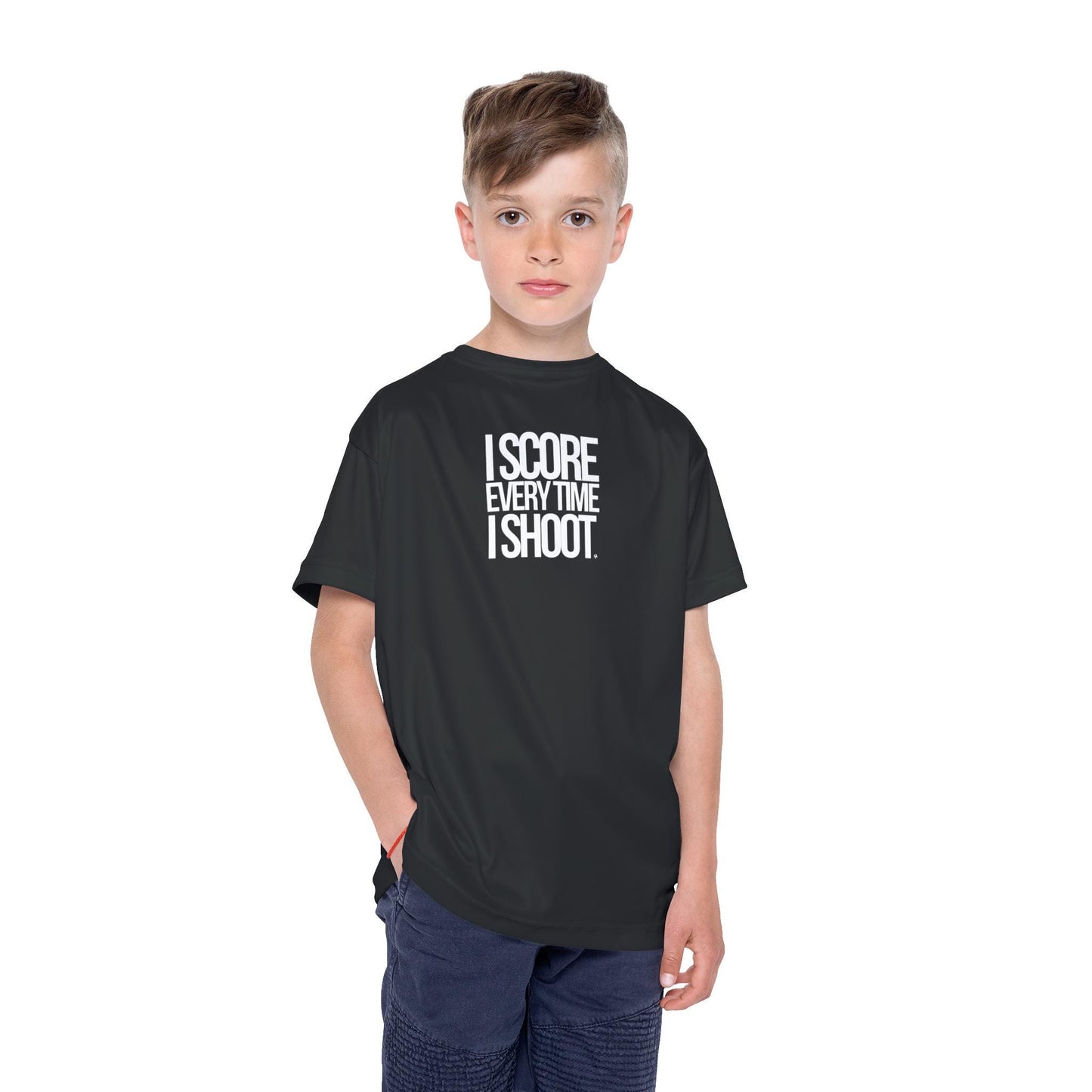 Kids Sports Jersey - WHITE LETTERS I Score Every Time I Shoot