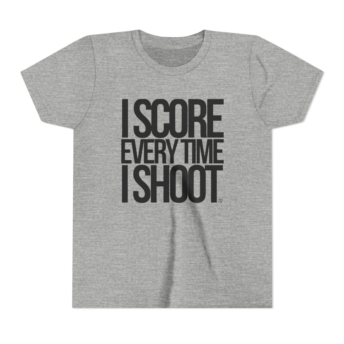 Youth Sports Tee - white letters I Score Everytime I Shoot
