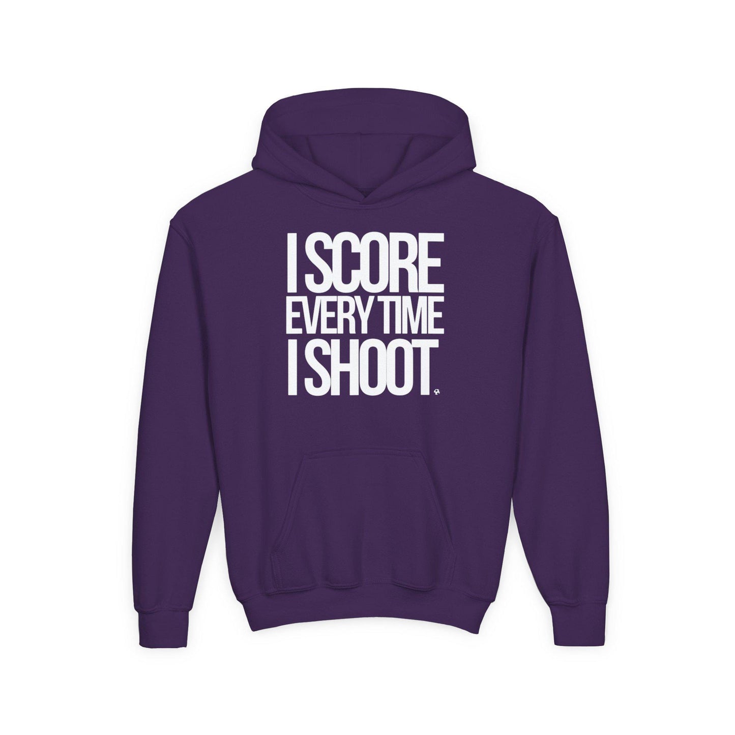 Youth Athletic Hoodie white letters - I Score Every Time I Shoot |