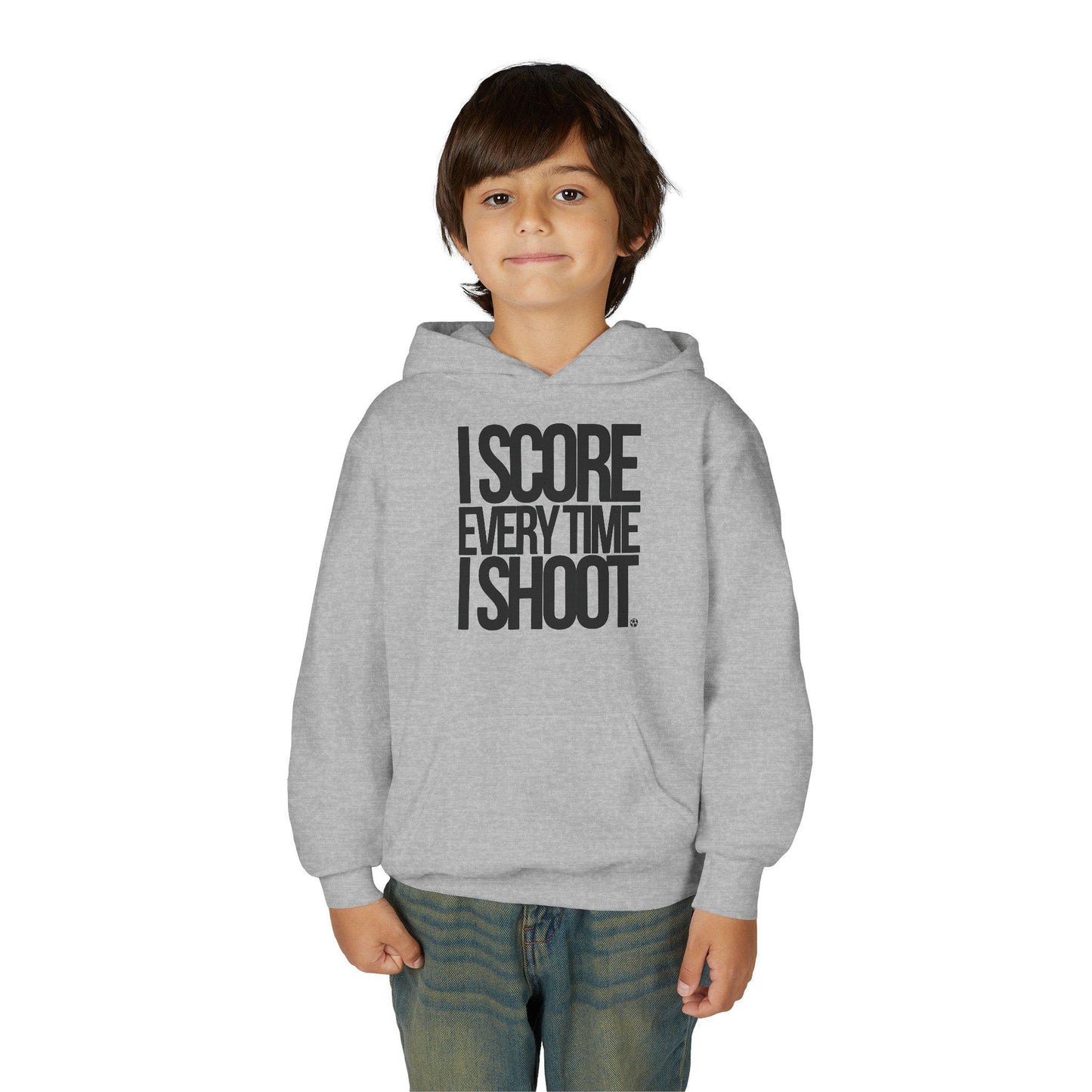 Youth Athletic Hoodie - BLACK LETTERS I Score Every Time I Shoot |