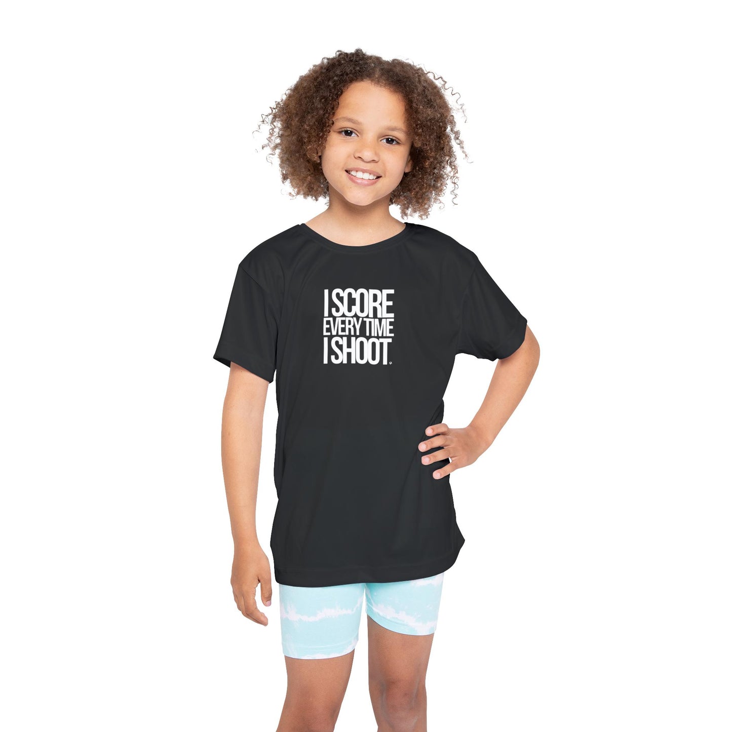 Kids Sports Jersey - WHITE LETTERS I Score Every Time I Shoot