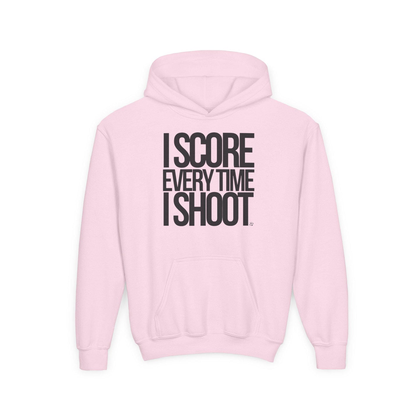 Youth Athletic Hoodie - BLACK LETTERS I Score Every Time I Shoot |