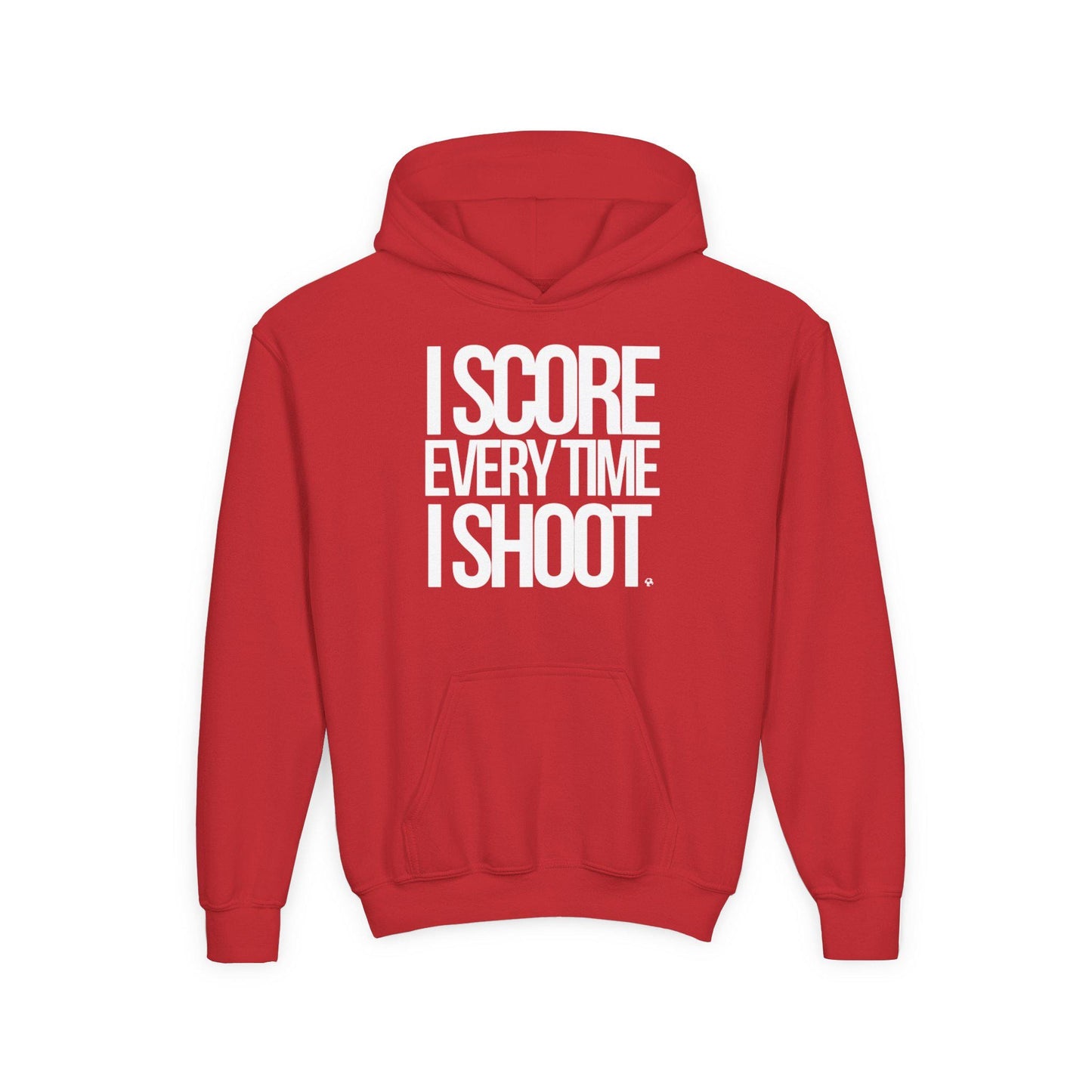 Youth Athletic Hoodie white letters - I Score Every Time I Shoot |