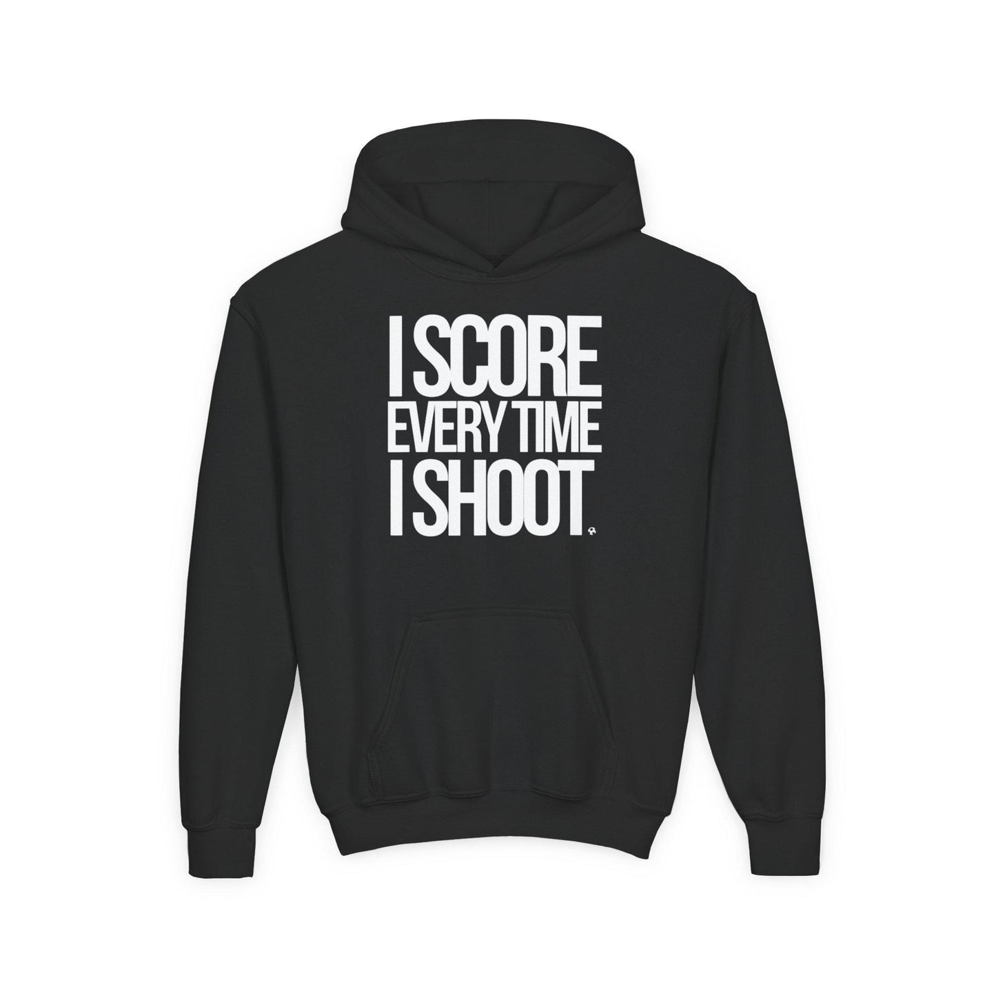 Youth Athletic Hoodie white letters - I Score Every Time I Shoot |