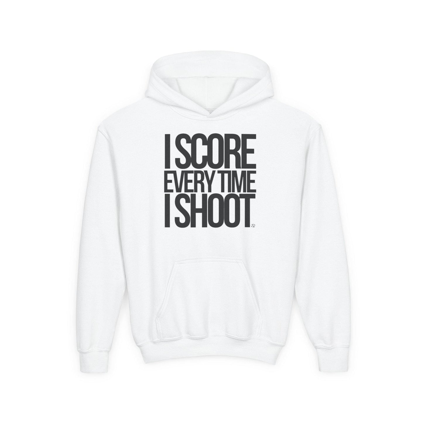 Youth Athletic Hoodie - BLACK LETTERS I Score Every Time I Shoot |