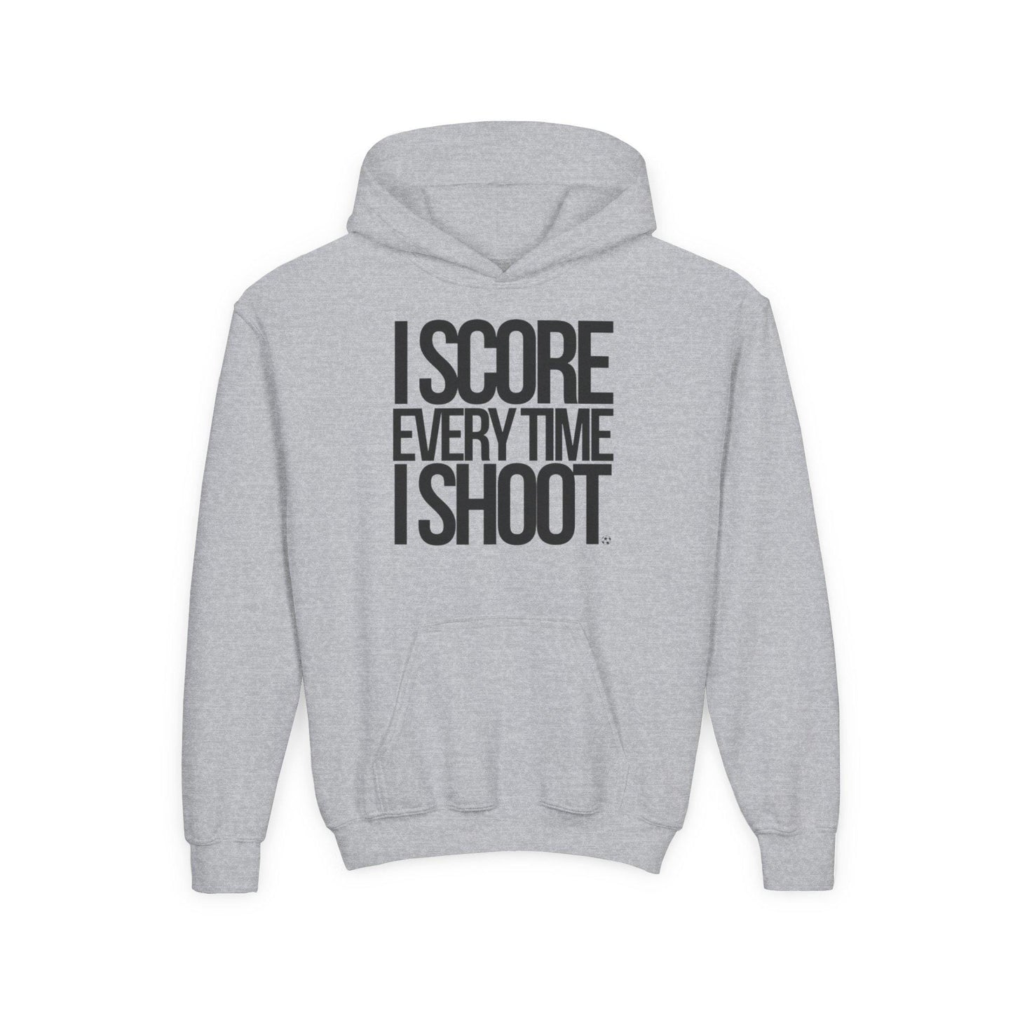 Youth Athletic Hoodie - BLACK LETTERS I Score Every Time I Shoot |