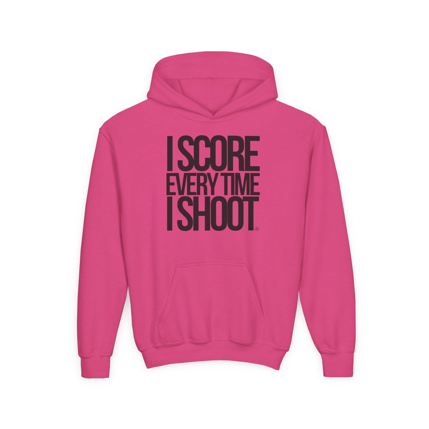Youth Athletic Hoodie - BLACK LETTERS I Score Every Time I Shoot |