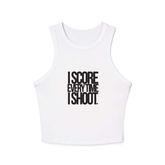 Sporty Women's Micro Rib Racer Tank Top - I score everytime I shoot
