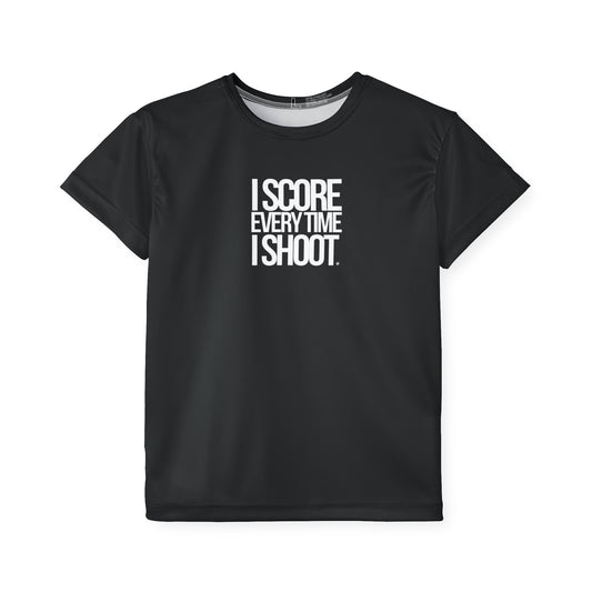 Kids Sports Jersey - WHITE LETTERS I Score Every Time I Shoot