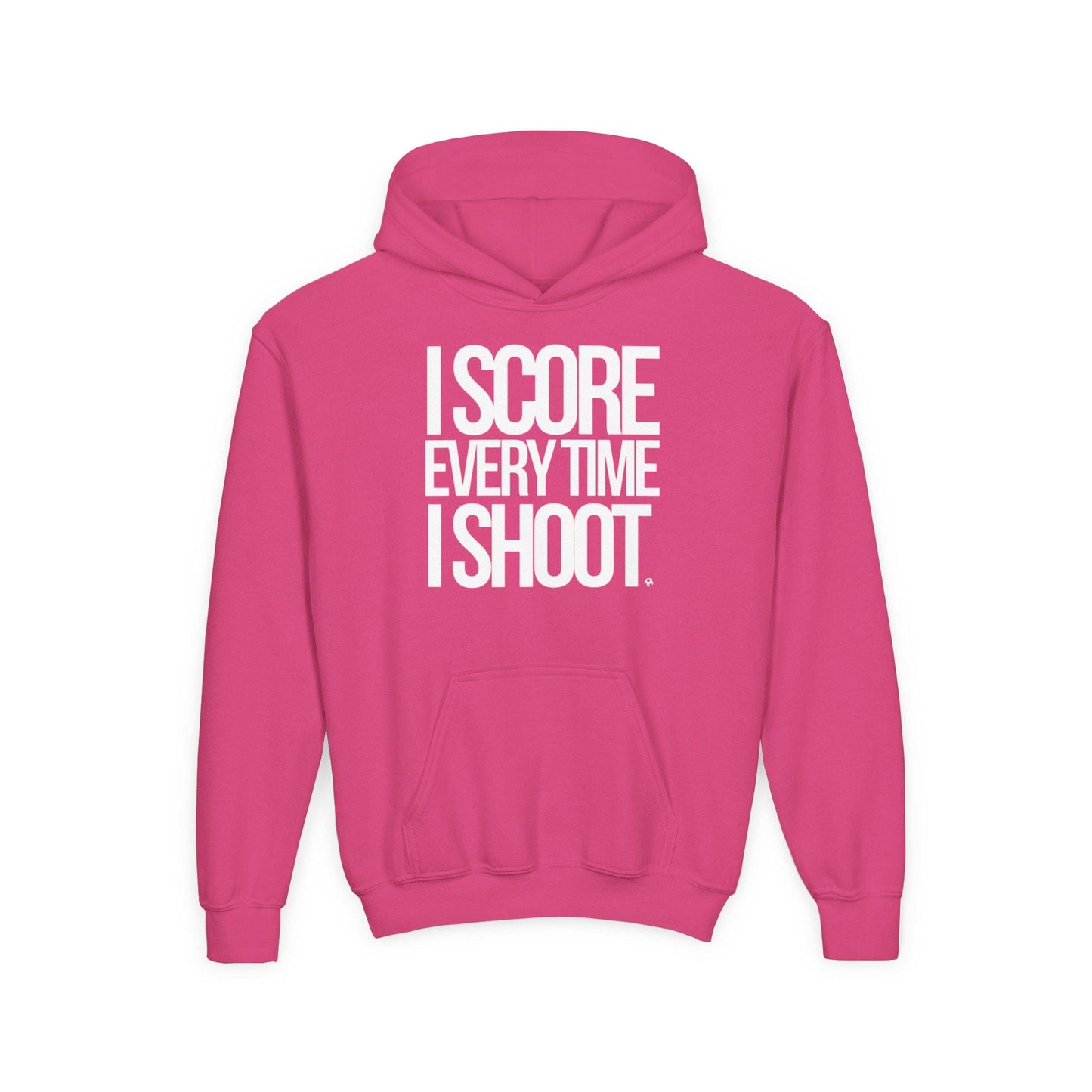 Youth Athletic Hoodie white letters - I Score Every Time I Shoot |