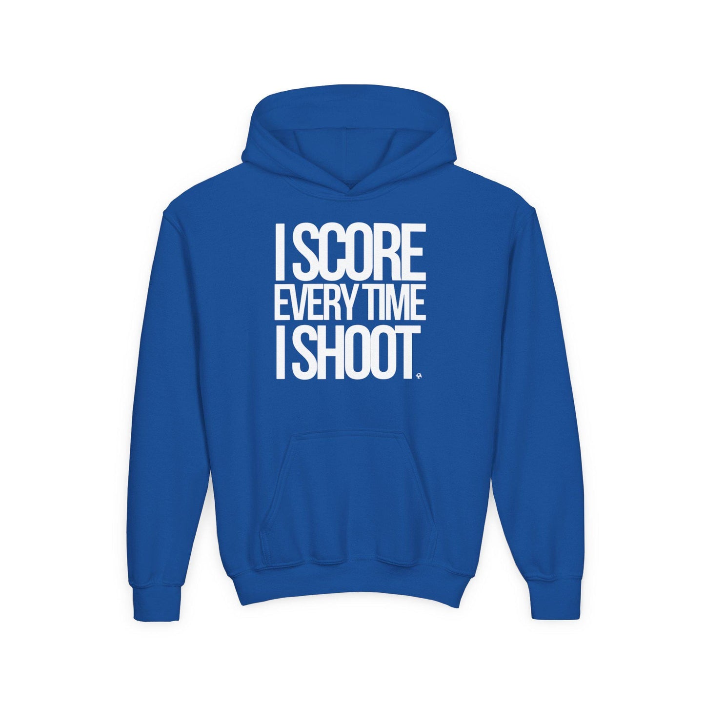 Youth Athletic Hoodie white letters - I Score Every Time I Shoot |